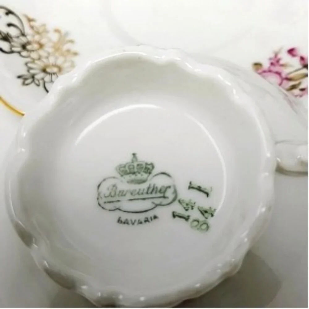 Bareuther Gilded Tea Trio 3-Piece Vintage 1931-1950 Pink Rose Pattern